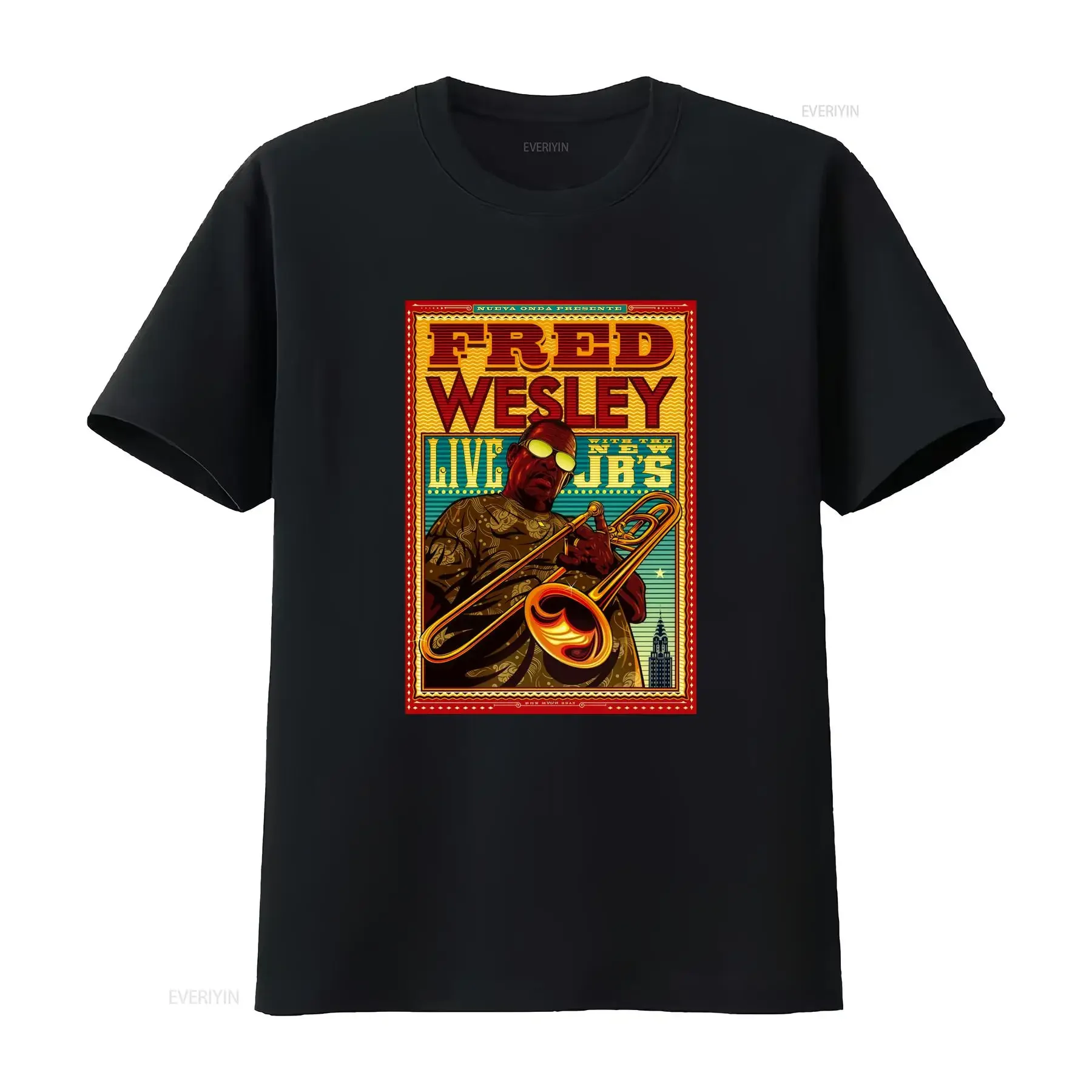 Fred Wesley Vintage Funk Soul Band Music Artist Print T Shirt Retro Jazz Style vintage Washed graphic streetwear Unisex