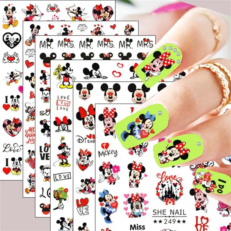 1pc 3D Disney Mickey & Minnie nagelstickers cartoon iconische karakters klassieke outfit nagelstickers nieuwjaars- en Valentijnsdagcadeau