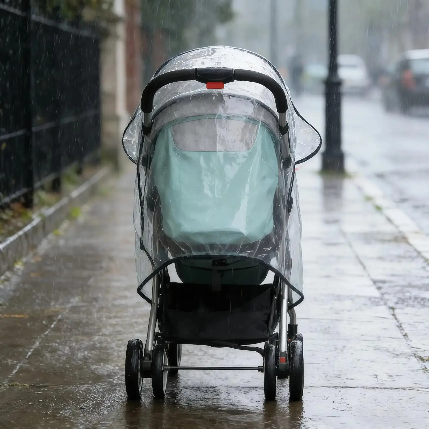 Universeller wasserdichter Kinderwagen-Regenschutz, transparenter Wind- und Staubschutz mit Reißverschluss für Kinderwagen, Regenmantel – Detail 4
