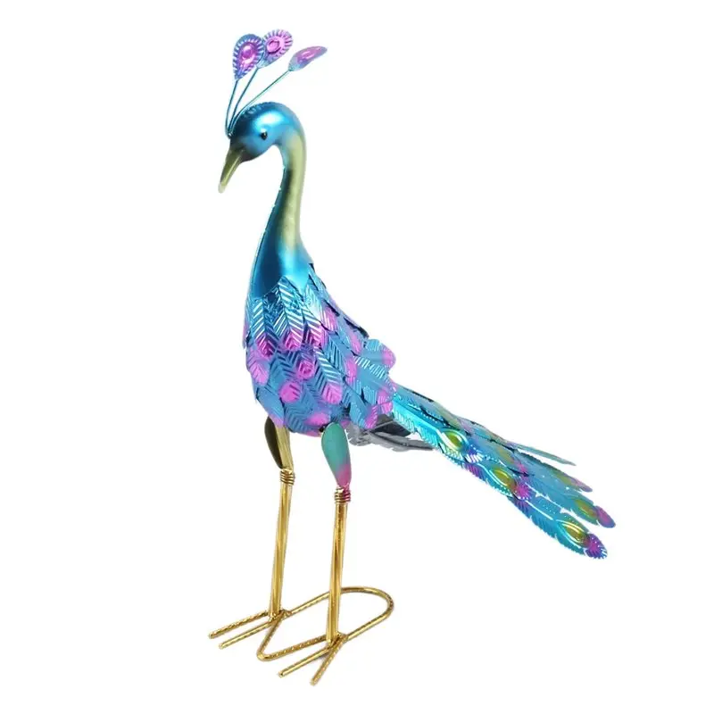 KYCOR-1 Piece Metallic Peacock Statue Outdoor Garden, Patio, Deck, Porch-Yard Art Decoration Metal