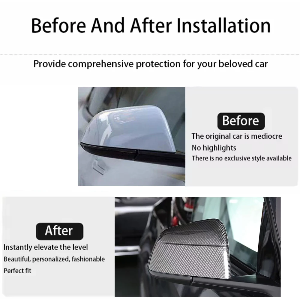 Real Carbon Fiber Rear View Mirrors Cover For New Tesla Model Y Launch 2025+ Juniper 2025  Side Door Rearview Mirror Cover Matte