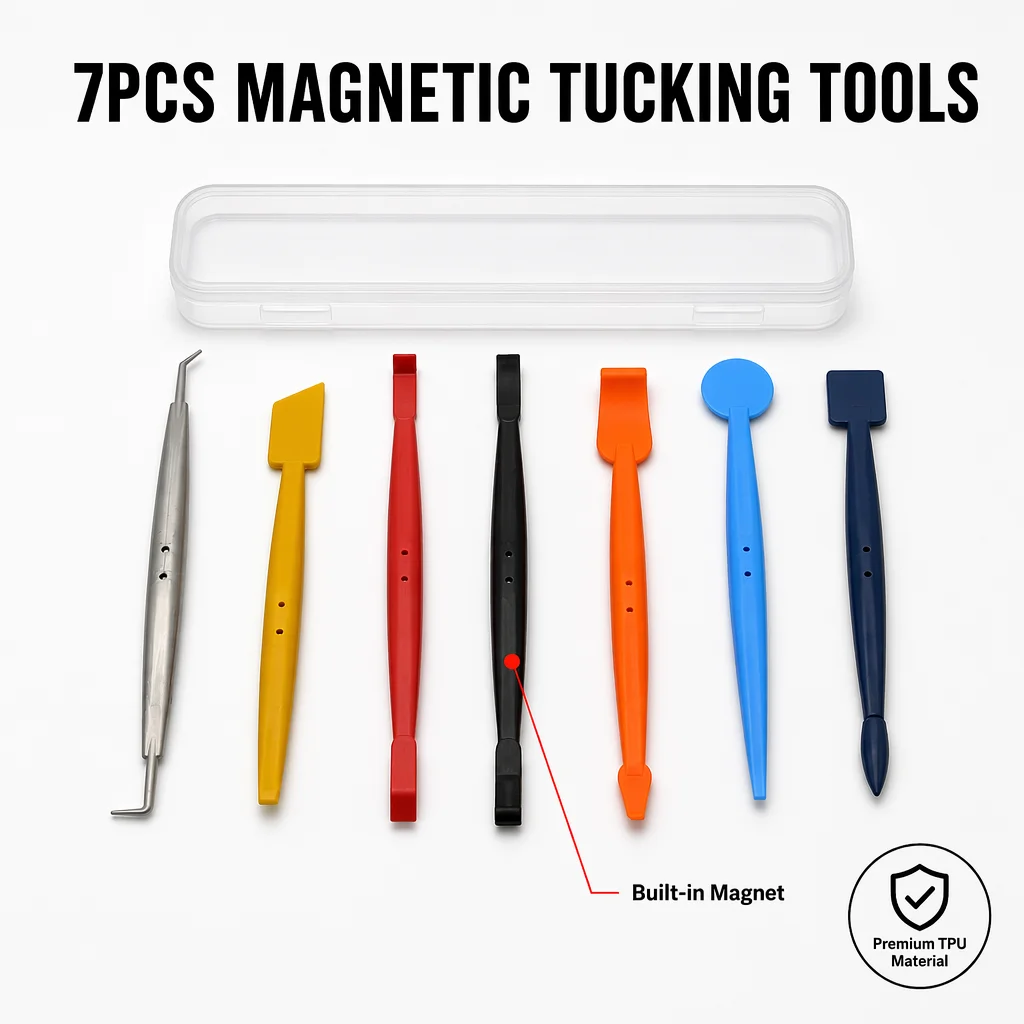 MULE 7Pcs Magnetic Tucking Tool Set Car Window Tint Squeegee Vinyl Wrap Film PPF No Scratch TPU Edge Tools with Storage Case