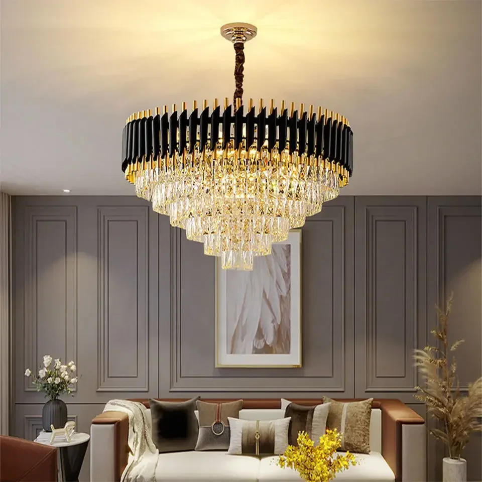 

Nordic living room chandelier retro luxury hotel lobby crystal chandelier light luxury bedroom restaurant lighting fixtures