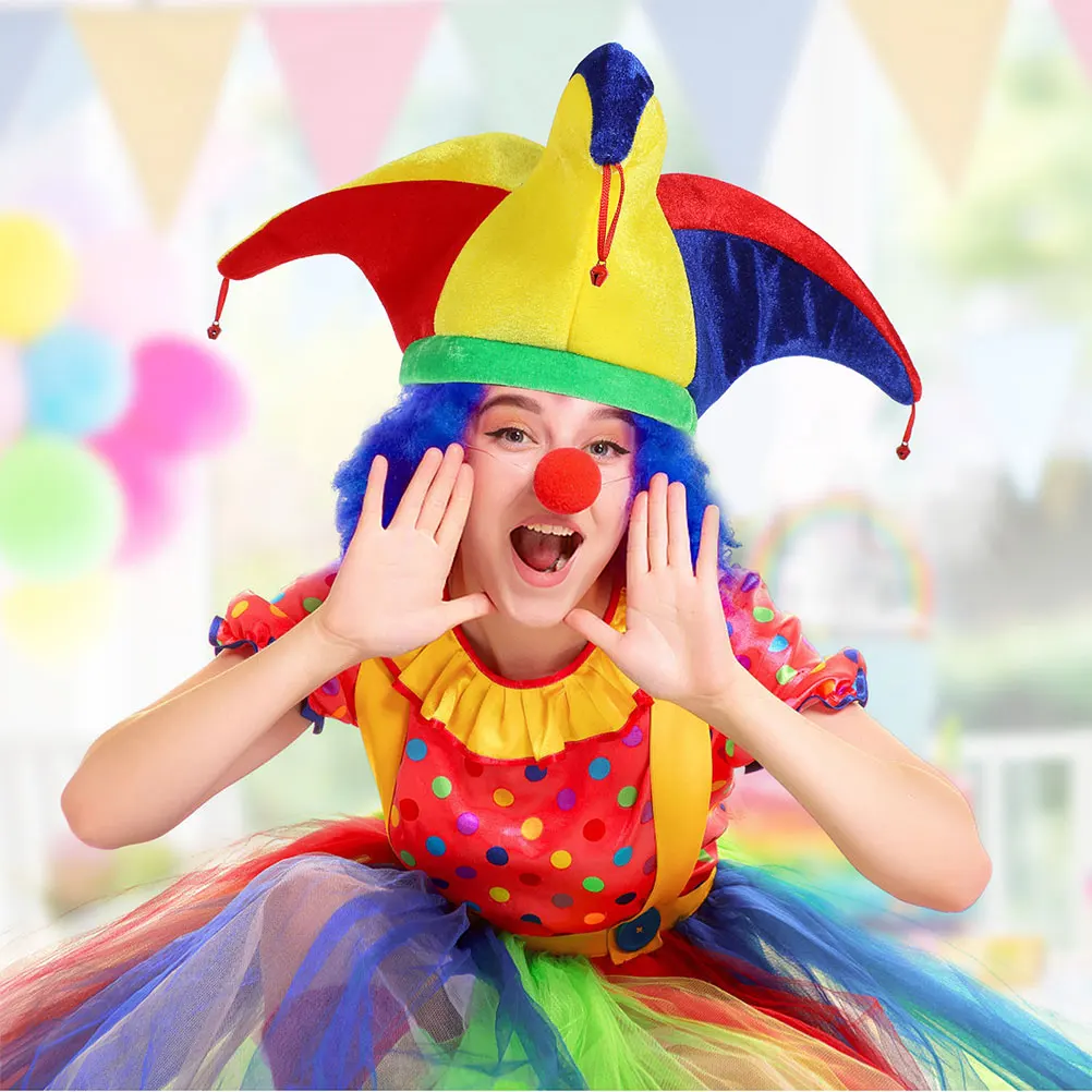 Chapéu de palhaço acessórios de fantasia tem cosplay chapéus de circo para mulheres fantasias de pano adultos mulher
