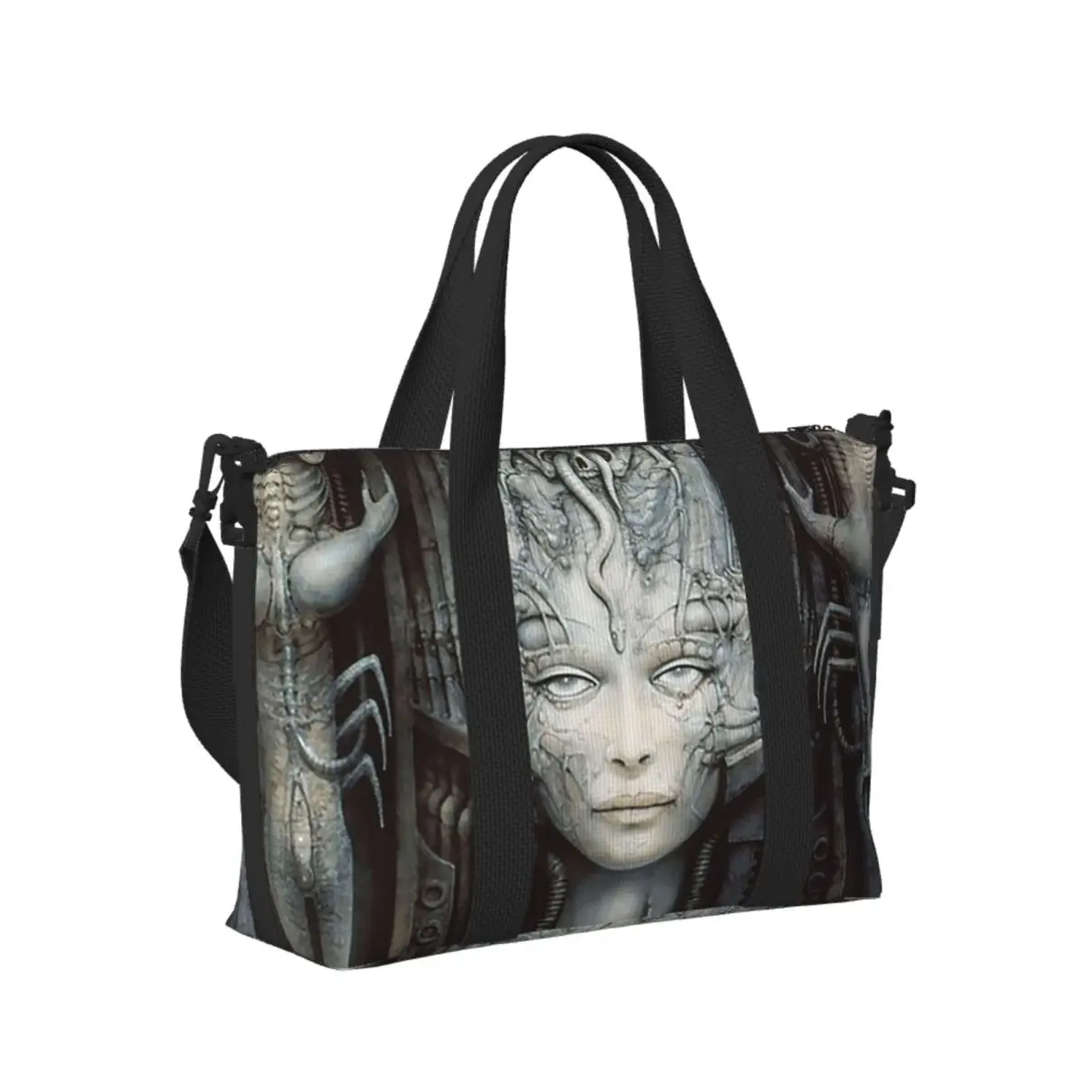 

Custom Hr Giger - Li - Painting Beach Travel Bag Large Capacity Tote Bags for Gym Sport Women Shopping Duffle Shoulder Bag