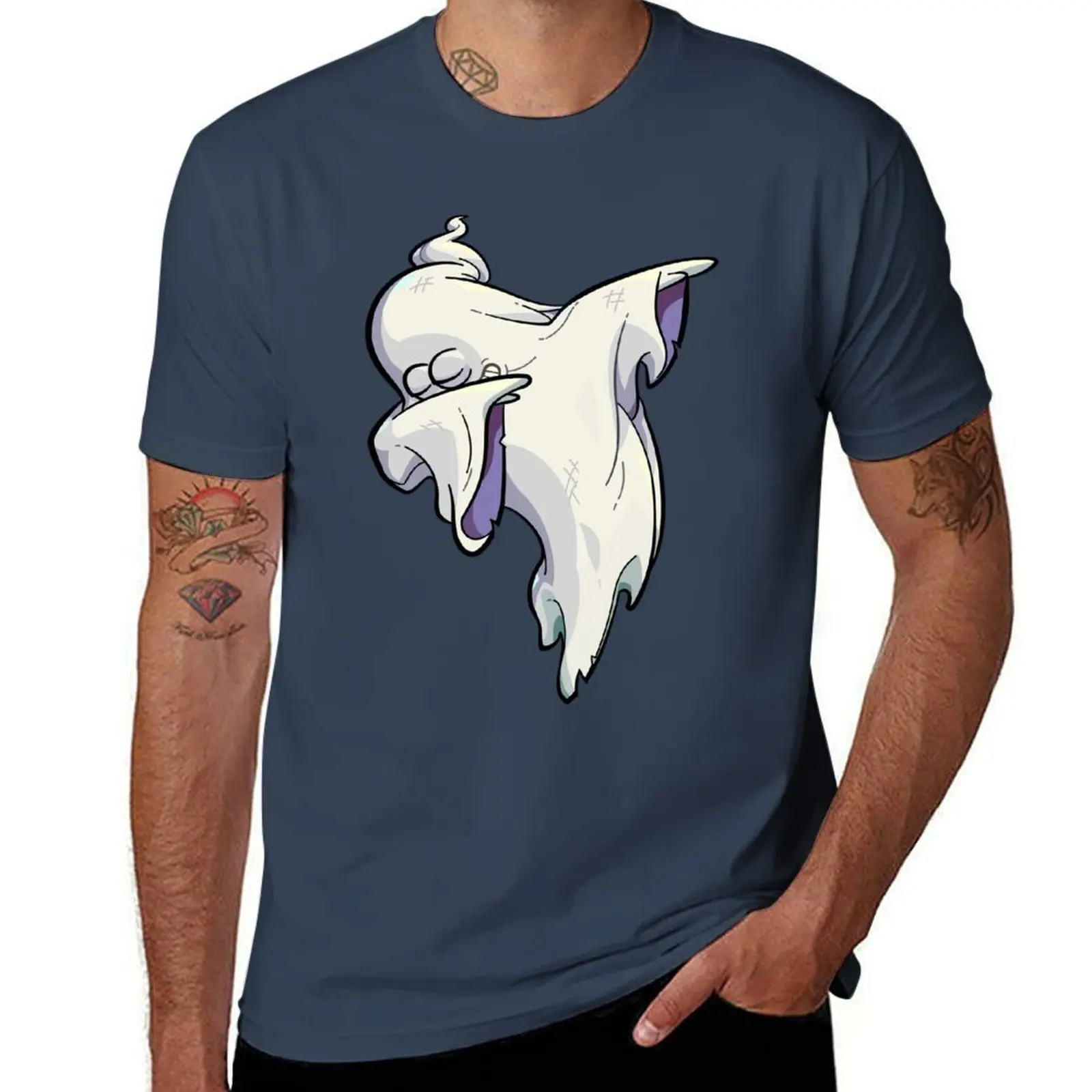 Disapproval Dabbing!!! Ghost Hello Of T-Shirt Simple Solid Color Crew Neck Tee