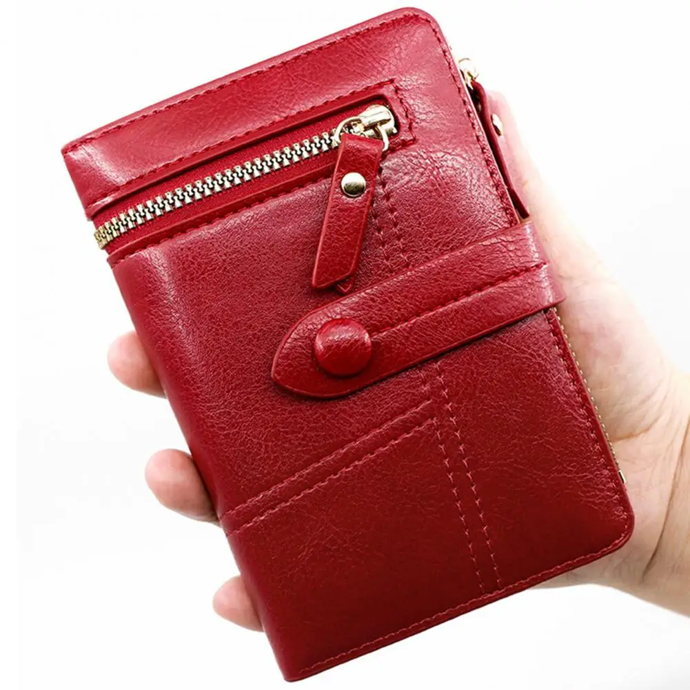 Fashion Lady Wallet Portable Short Wallet Button Closure Slim Simple Female Purse  Organizer