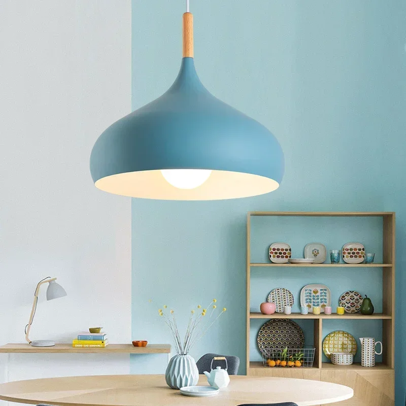 Nordic Simple Macaroon Color Pendant Lights LED Hanging Lamp Lamparas Colgantes Cocina Kitchen Cafe Single Head Chandelier