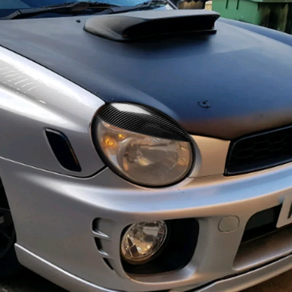 New！ Car Front Headlight Eyebrow Eyelids Stickers For Subaru Impreza WRX STI 2002 2003 Real Carbon Fiber