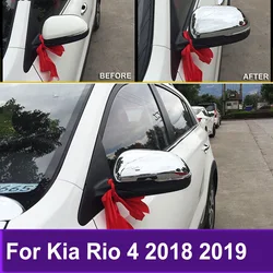 Chrome Side Door Mirror Cover Trim Rearview Mirrors Trim For Kia Rio 4 2018 2019 Car Accessories