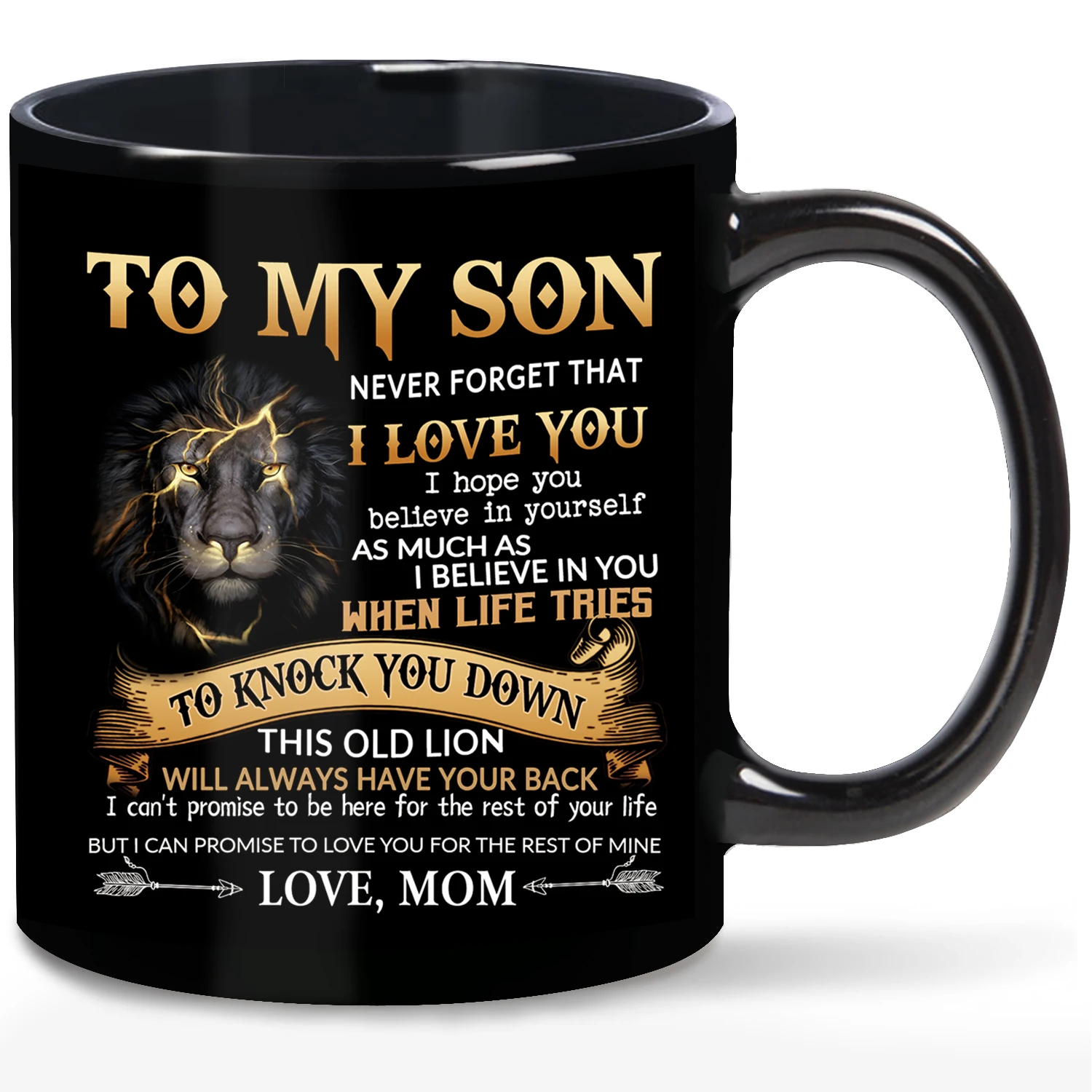 1pc,Gift To My Son from Mom Never Forget That I Love You Coffee Mug,Christmas Gifts for Son from Mom - to My Son Lion Mug,11oz