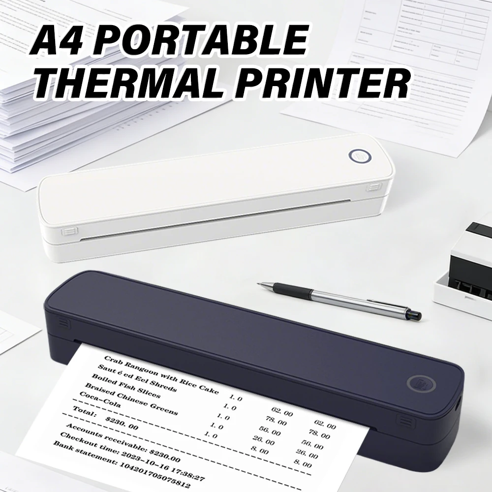 Mini Portable A4 Thermal Printer Picture Document A4 Thermal Paper Printing Machine Tattoo Maker Inkless HD Printer For Office