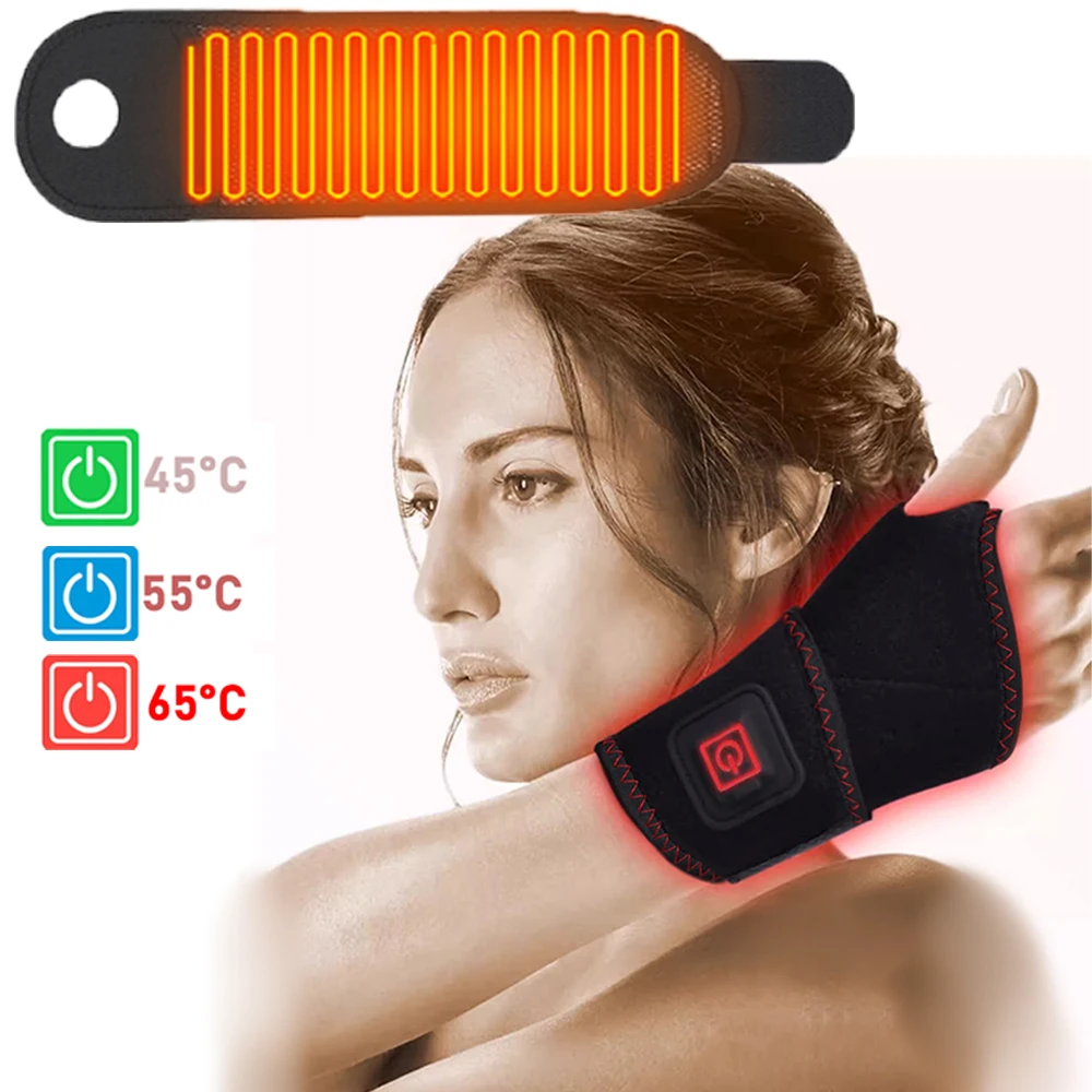 Adjustable Heating Wrist Brace 3-Level Hot Compress Warm Hand Wrap Strap Fitness Protection Wrist Belt Suitable Right Left Hand