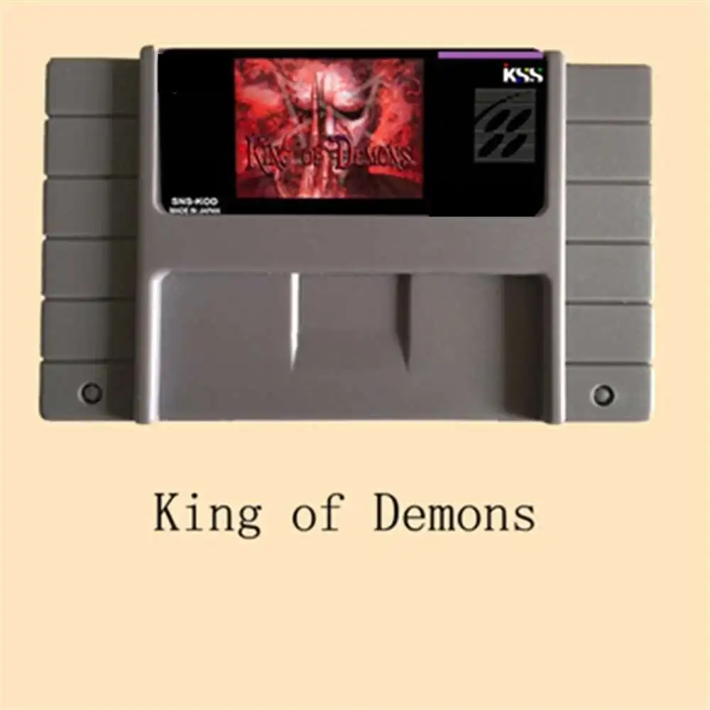 Tarjeta de juego gris grande King of Demons de 16 bits para jugador de juegos NTSC de EE. UU.
