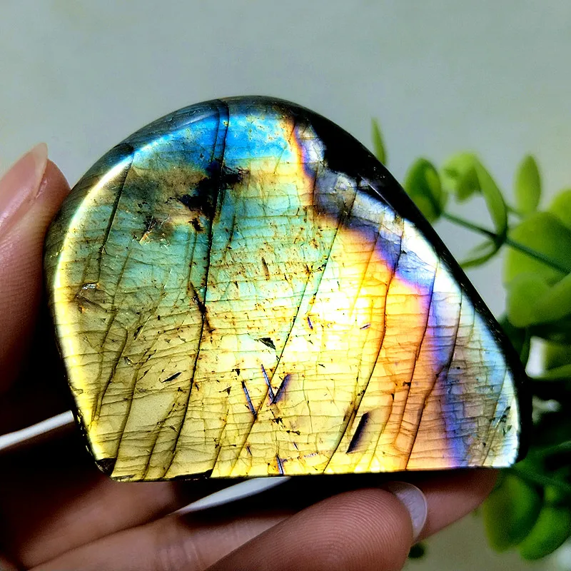 Natural Stones Colour Labradorite Light Palm Feng Shui Crystal Room Decor Meditation Healing Spiritual Reiki Energy Healing view 6