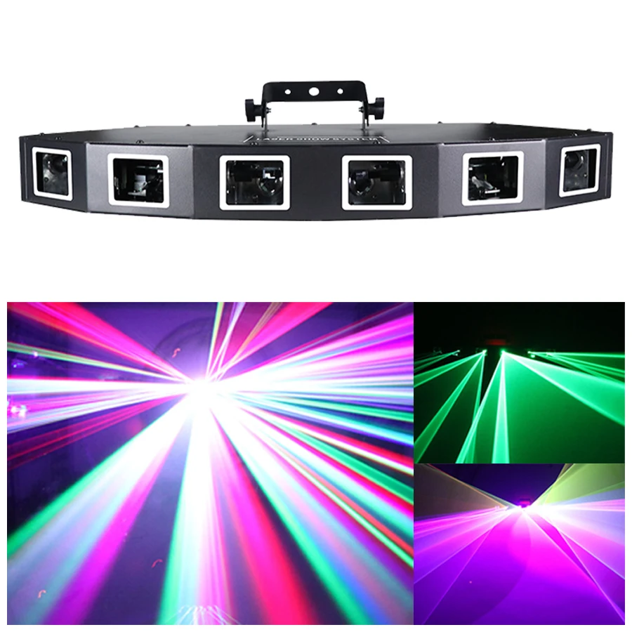 Fan Shaped 6-Lens Full-Color Scanning Laser Projector DMX512 RGB Stage Effect Laser Lamp For Disco DJ Party Dance Floor Bar