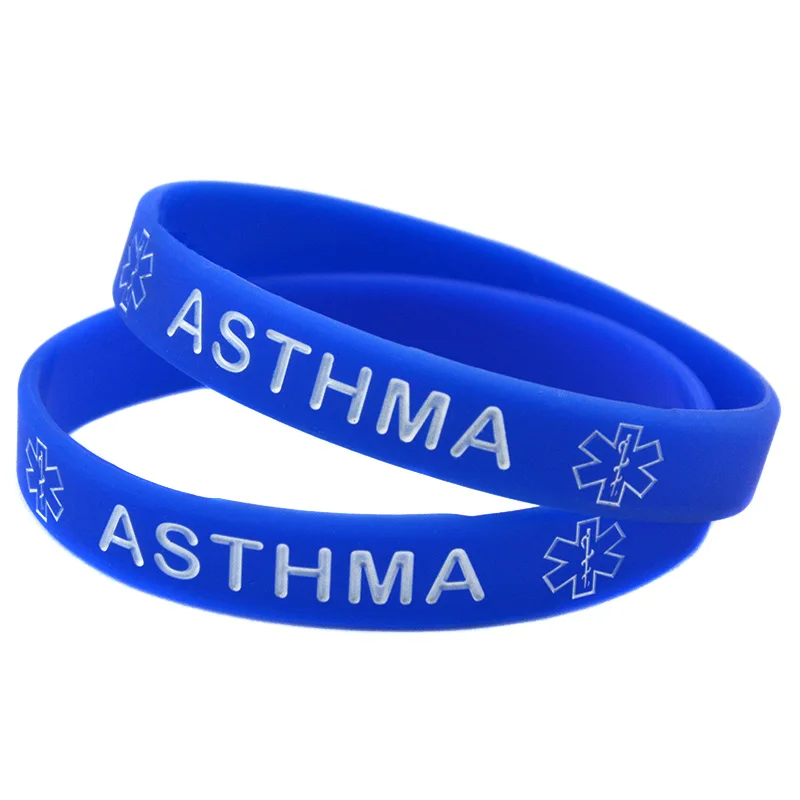 50 Stück Asthma-Notfall-Silikon-Armbänder, medizinische Gummiarmbänder, unisex, 6 Farben – Detail 6