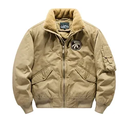 Men's Retro Jacket Winter New Hiking Hunting Plus Size Work Cotton-padded Clothes Lamb Wool Led Thick Warm Parka Men's Clothing