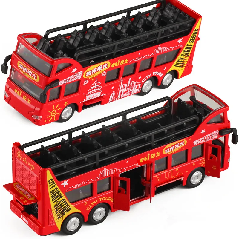 Alloy pull back Retro Hong Kong Double Deck Bus Model,Convertible Travel Bus Toys,Simulated Children's Toys,Wholesale