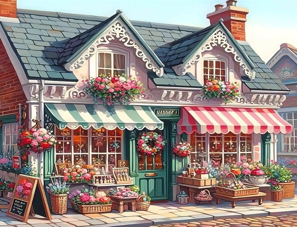 

Пазлы «Цветочный магазин на обочине дороги» 500/1000/1200/2000 элементов, семейные развивающие игры для игровой комнаты, спальни, подарки