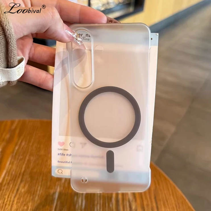 Für Magsafe Matte Randlose Hülle für Samsung Galaxy S26 S25 Ultra S24 S22 Plus S23 FE Magnetische Harte PC Rahmenlose Schlanke Abdeckung