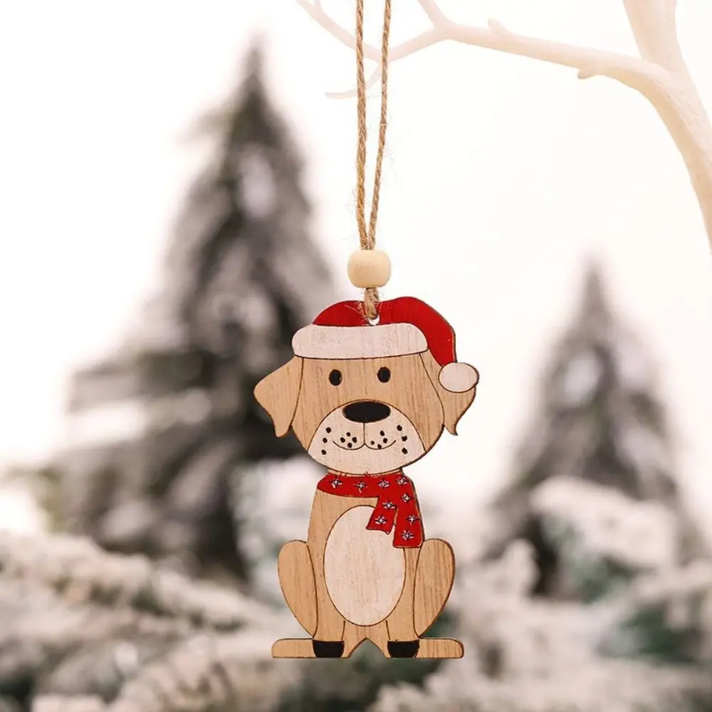 

Durable Car Puppy Christmas Pendant Puppy Dog Xmas Tree Drop Ornaments Painted Colorful Wooden Car Hanging Ornaments Party