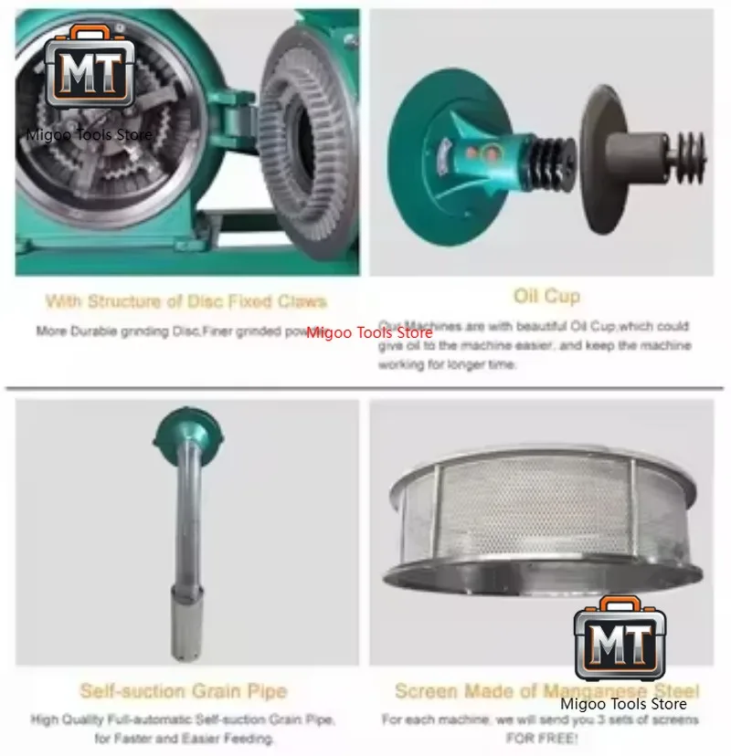 

Самовсасывающая мельница для сухого и влажного зерна, электрическая мельница для муки, дробильная машина, пульверизатор для кукурузы, кукурузы, пшеницы, соевых бобов