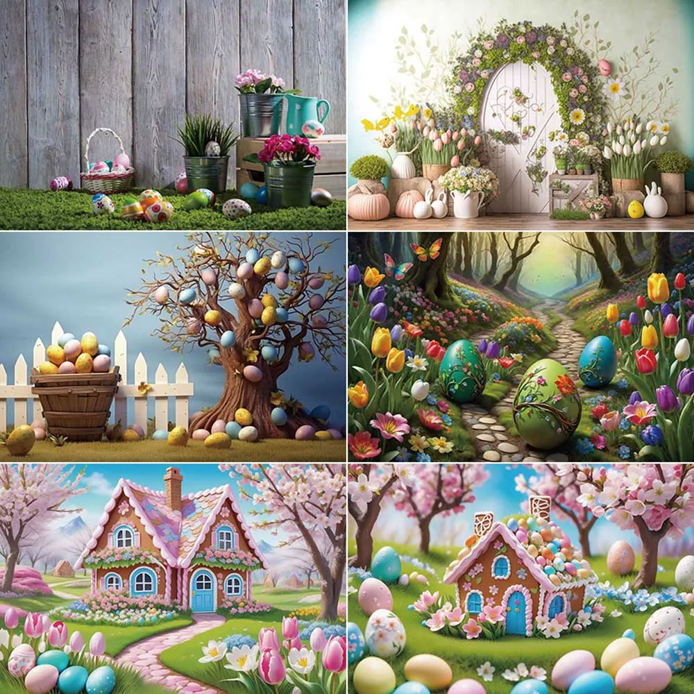 MOON.QG Easter Day Photography Backdrop Cabin Bunny Carrot Photozone Background Children Photo Studio Photobooth Props