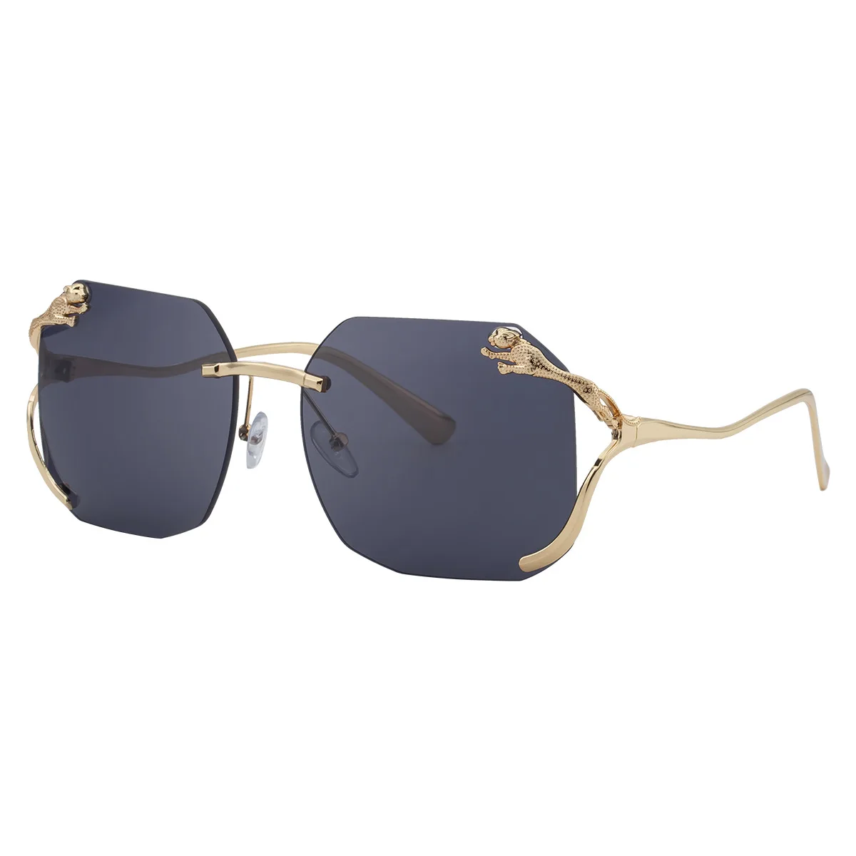 

Lightweight Unframed Sunglasses 2025 Men Women Leopard Metal Temples High End UV Protection Party Outdoor Trendy