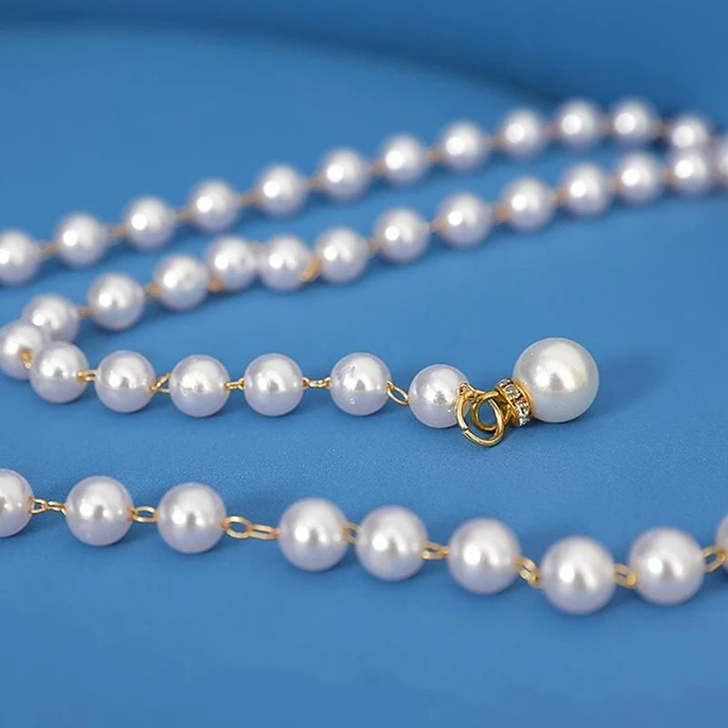 Cinturones de moda para mujer, cinturón de diseñador de lujo, pretina de perlas, cadena de cintura blanca, colgante de perlas que combina con todo