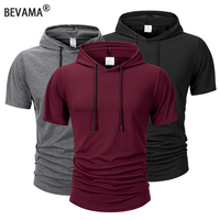 Summer Men's Hooded Sweatwear Casual Short Sleeve Loose T-shirt Solid Color Lightweight Hoodie Fitness Breathable Tops