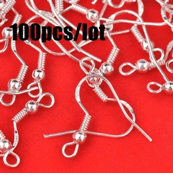 100PCS DIY Jewelry Findings 925 Sterling Silver Earrings Hooks Ear Wires