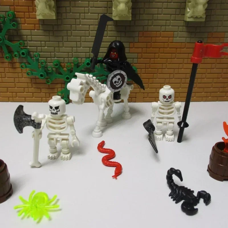 

Skeleton Army Building Blocks Halloween Mini Figure Set with Bone Ninja Warriors for DIY Horror Scenes and Collectible Displays
