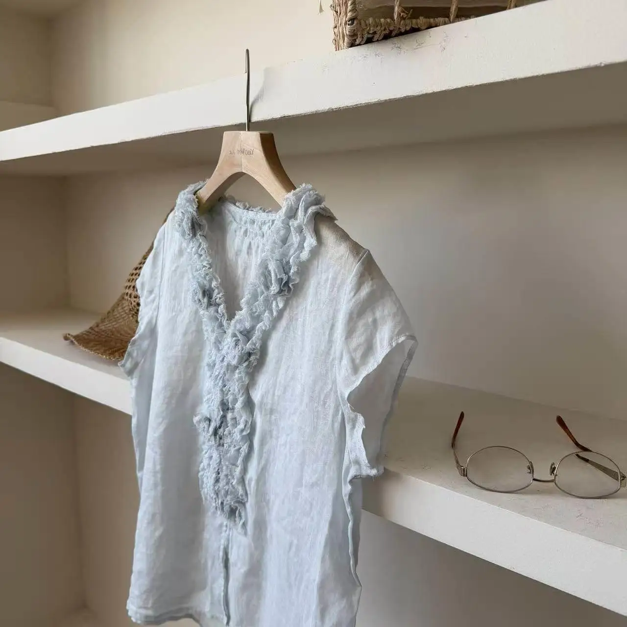 Handmade Fashionable Artistic Sleeveless Vest Women's Casual Loose Fit Linen Material Sea Salt Diary Slimming Style Versatile