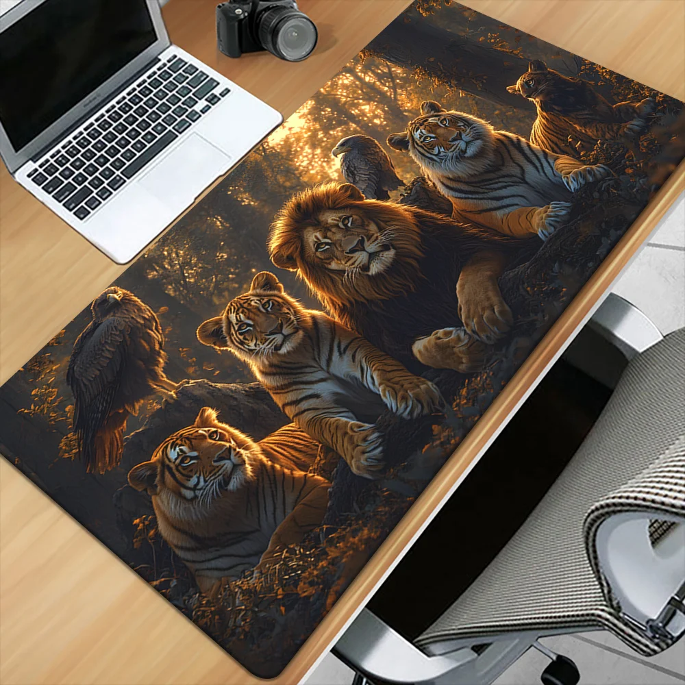 

XXL Large Gaming Mouse Pad, Lion and Tiger Design Pattern, Multi-Function Game and Desk Pad, Suitable for Office and Home