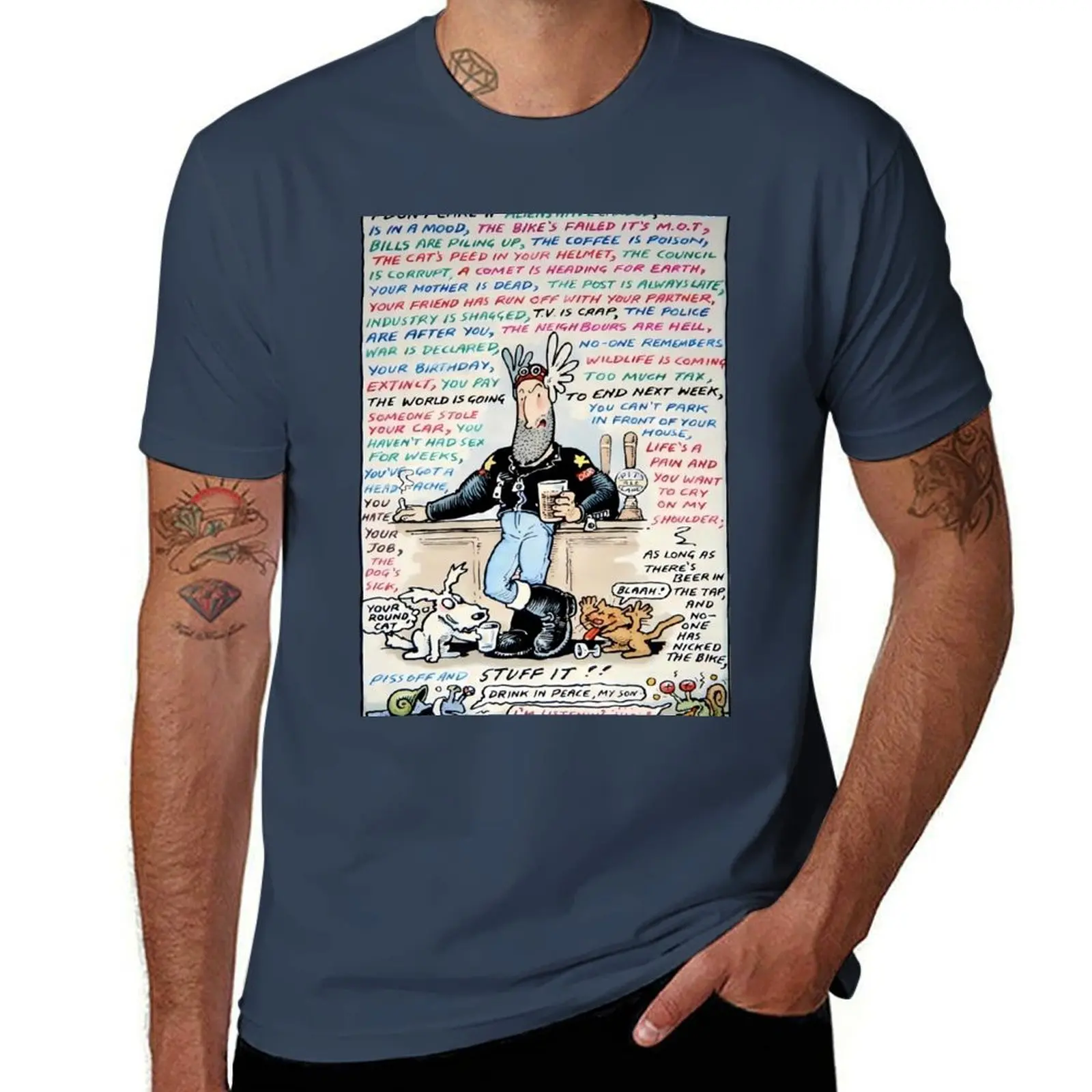 Ogri Philosophy Classic Comic Biker T-Shirt Plus Size Lightweight Tee Shirt