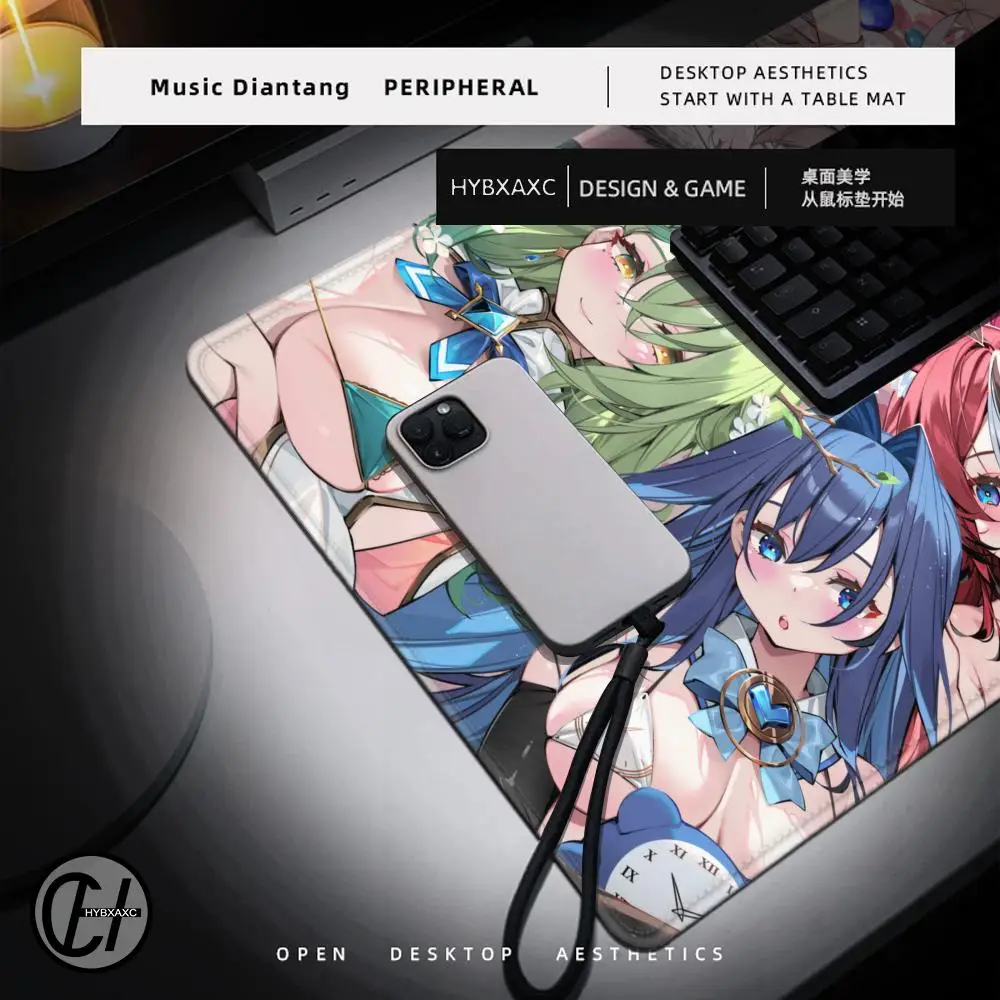 1200x600 Ouro Kronii Anime Hololive Girl Mousepad Large Gaming Mouse Pad Large LockEdge Computer Keyboard Table Desk Mat