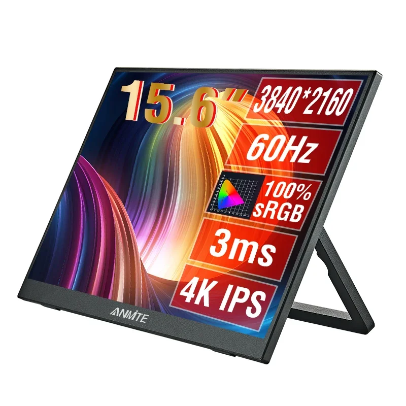 Anmite 15.6-Inch 4K Portable Touch Monitor Non-touch Optional HDR 16:9 For XBox PS4 / 5 Switch Cell Phone PC Loptop Extensio