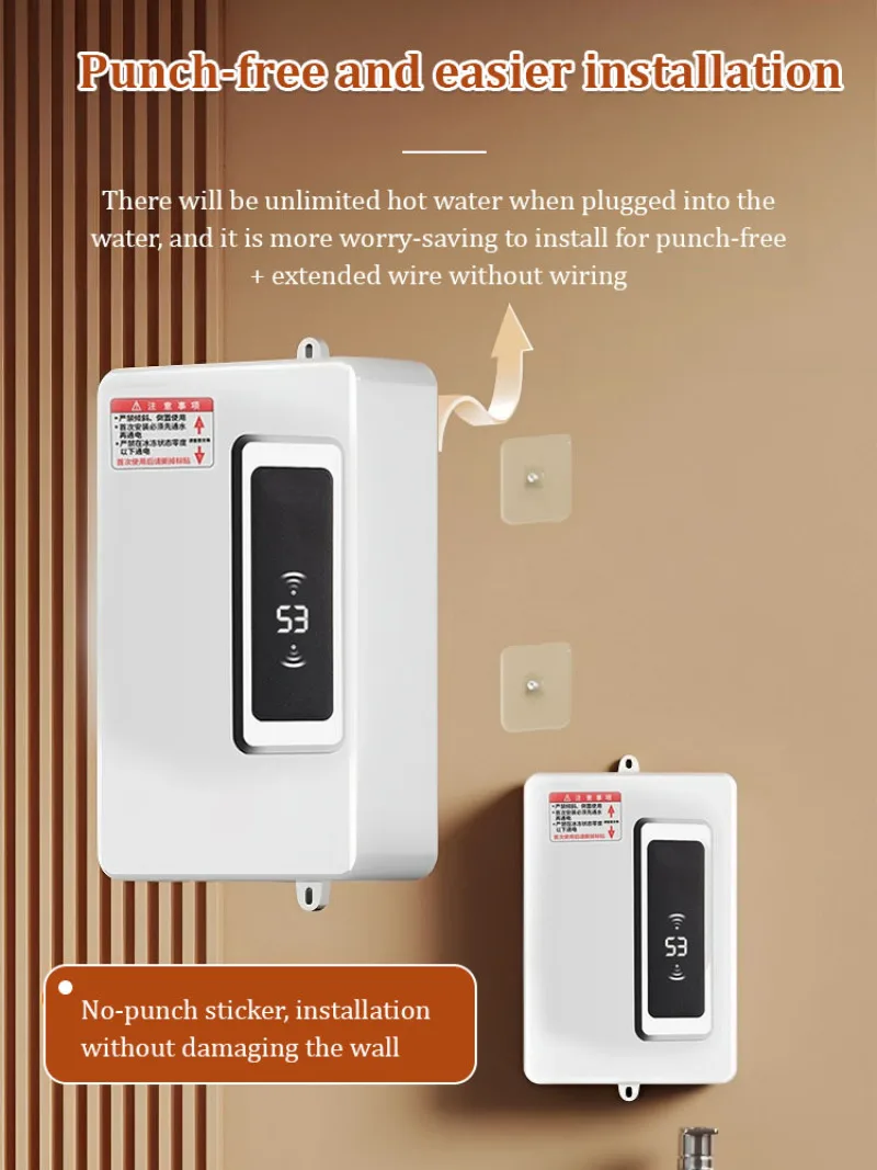 즉식 가열식 온수기 Mini Instant Water Heater Shower Automatic Power-OffTankless Water Heater Shower Waterproof Rapid Heating LCD Digital