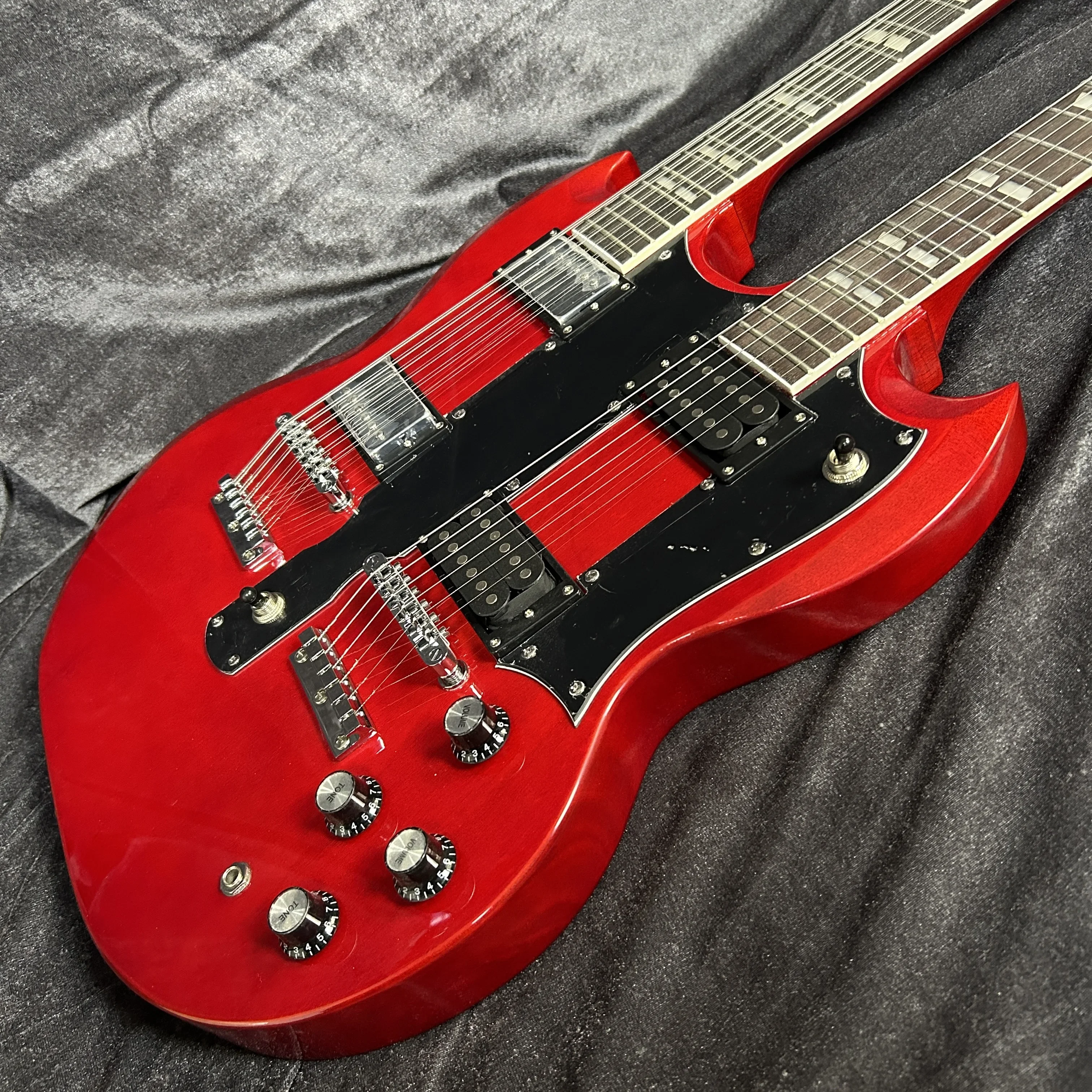 Red Colour Double Headed SG Good Sound Comfortable Hand Feel Electric Guitar Mahogany Body Rosewood Fretboard ﻿