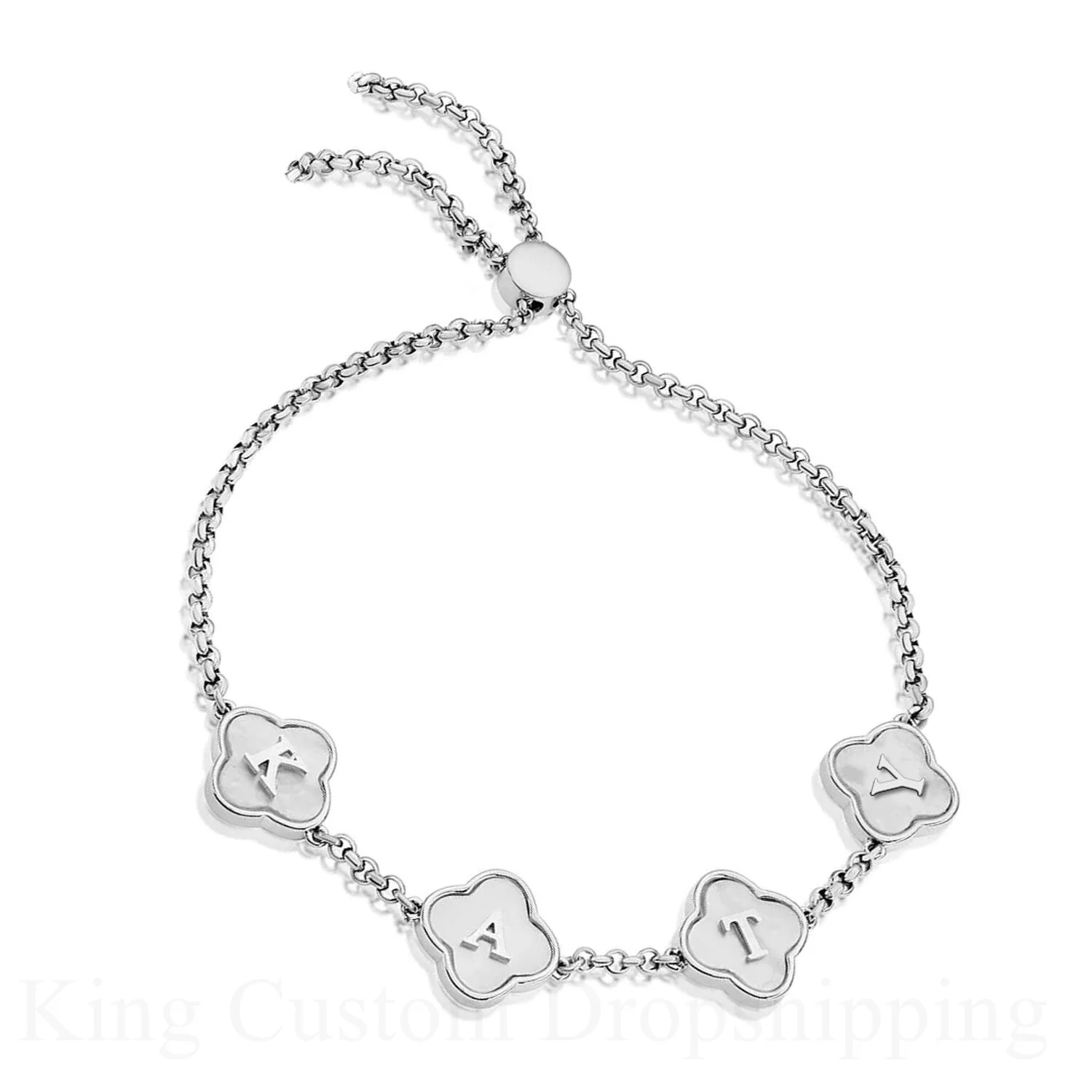 

2025 Customized 316 Stainless Steel Clover Name Bracelet Personalized Birthday Gift for Friends And Family Jewelry Accessory
