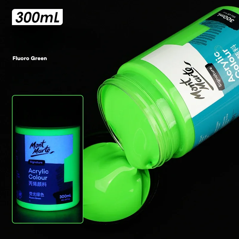 300ml Fluorescent Acrylic Paint Large Capacity Metallic Acrylic Plaster Doll Coloring Art Creation Waterproof Bright Pigment