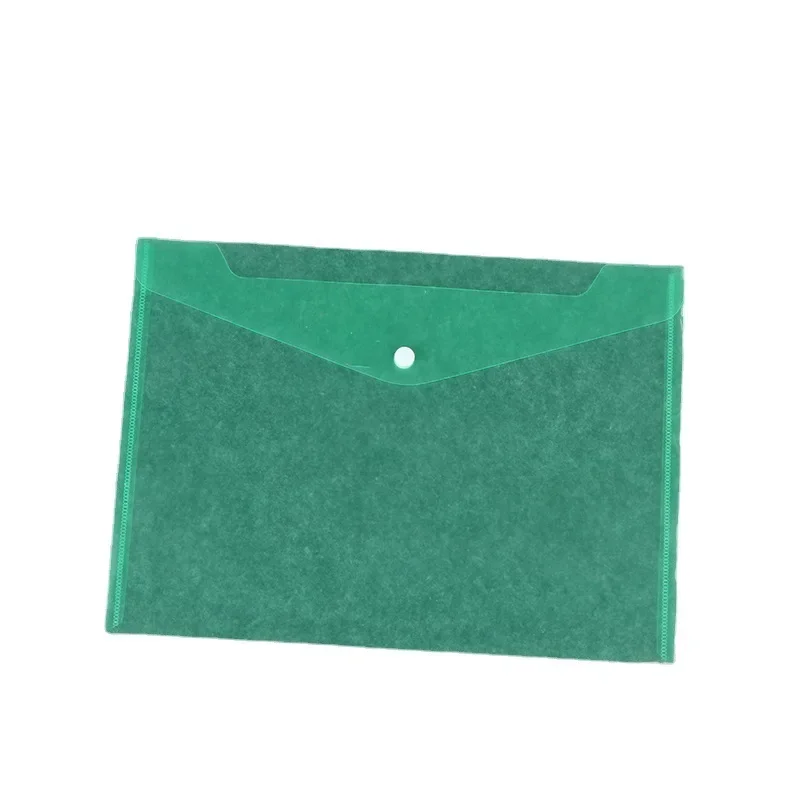 50pcs/lot A4 Transparent File Button Bags PP Plastic Envelopes Colour Files Archive Office Pockets Business Ticket Storage Bags