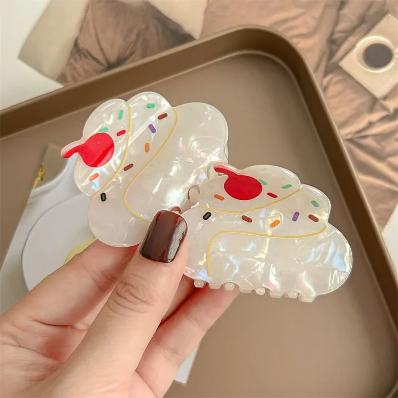 Fashion Cake Acetic Acid Hair Claw Acetate Fruits Hair Clip All-match Headdress Simulation Food Shark Clip Women Free Shipping