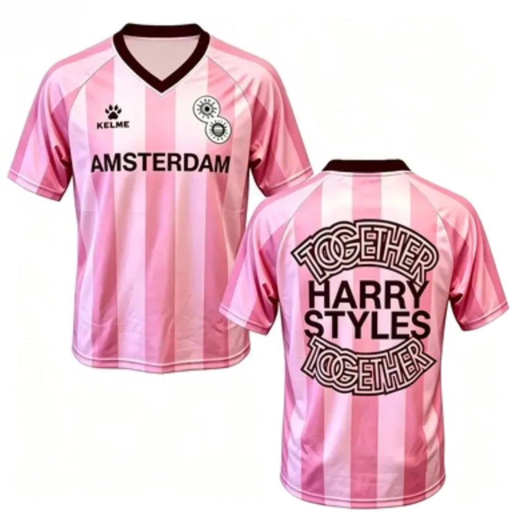 KELME Harry Styles Amsterdam Pink Soccer Jersey 2026 Summer New Shirt Men's Women Breathable Short Sleeve Casual Tee Top