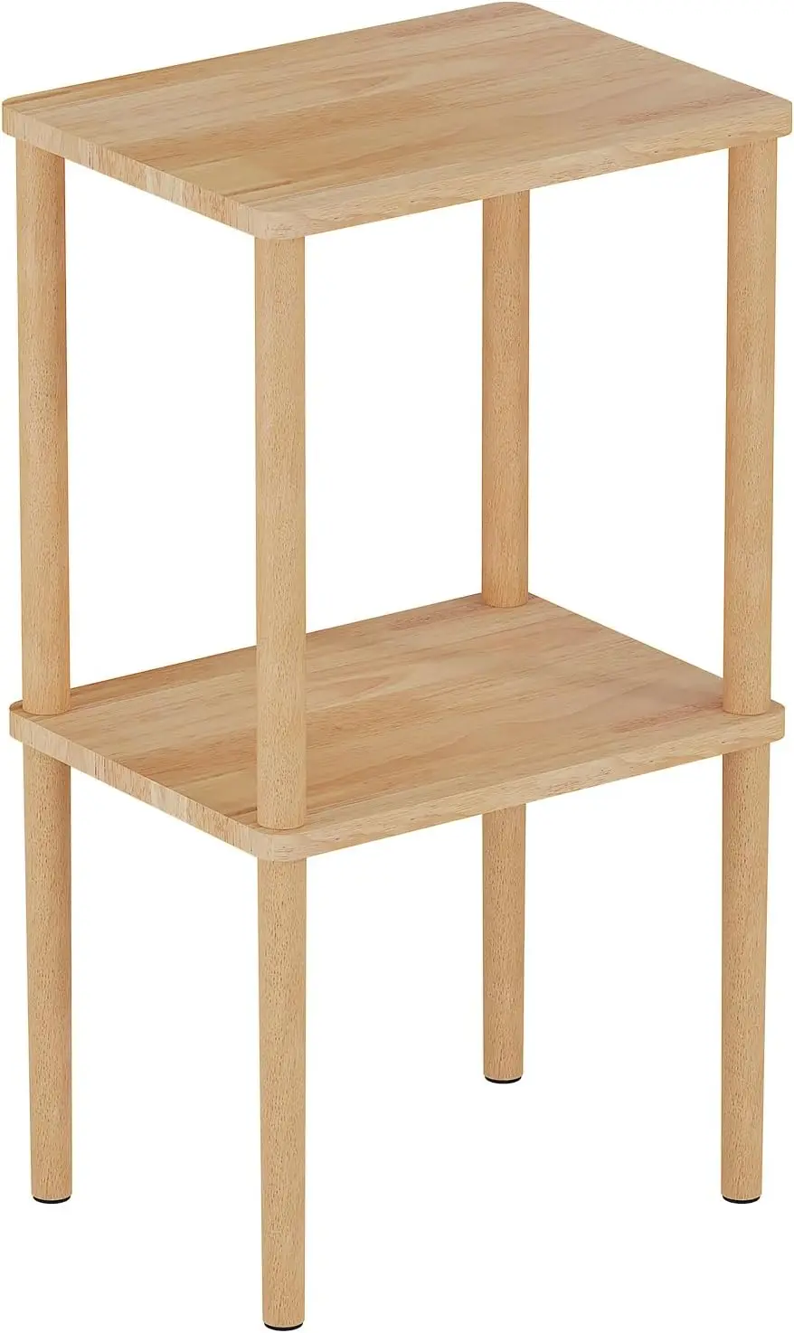 

Solid Wood Side Table, 2-Tier Small End Table With Storage Shelf, Tall Nightstand Bedside Table For Bedroom, Living Room, Kids