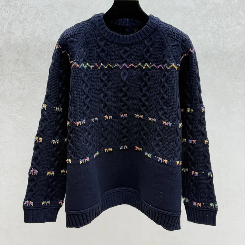 

Высококачественный трикотаж в корейском стиле, женский пуловер с вышитым логотипом, свитер, новая коллекция 2025 года, популярная одежда 251222111