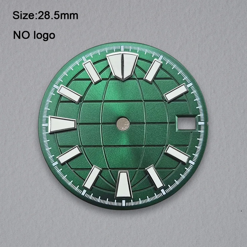28.5mm No Logo Blank Dial For NH35 Movement Green Luminous Custom Logo Watch Dials Hands Accessories Repair Tools