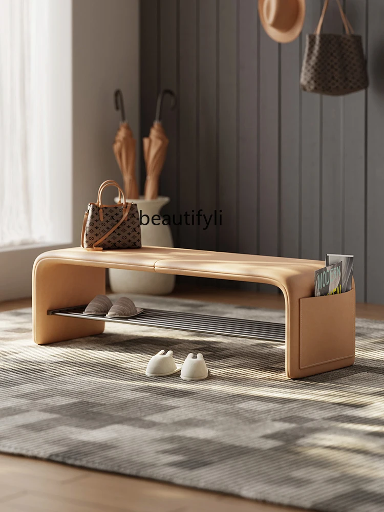 Italian Minimalist Shoe Changing Home Footstool Storage Shoe Cabinet Home Multi-Functional Bench