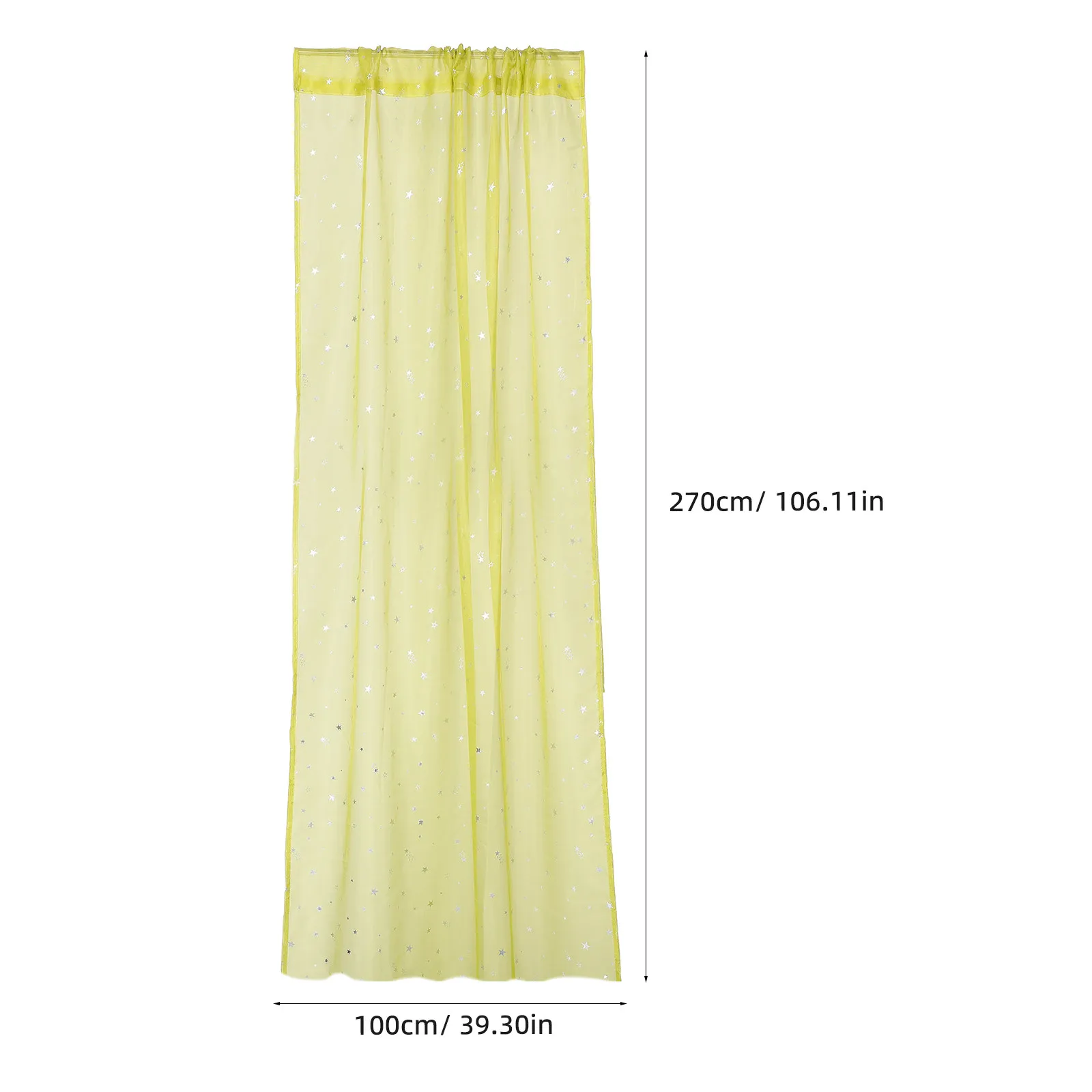 Silver Star Foil Sheer Curtains Green Size 100x270cm Romantic Voile Window Drapes for Bedroom Kids Room Window Screening Star - view 5